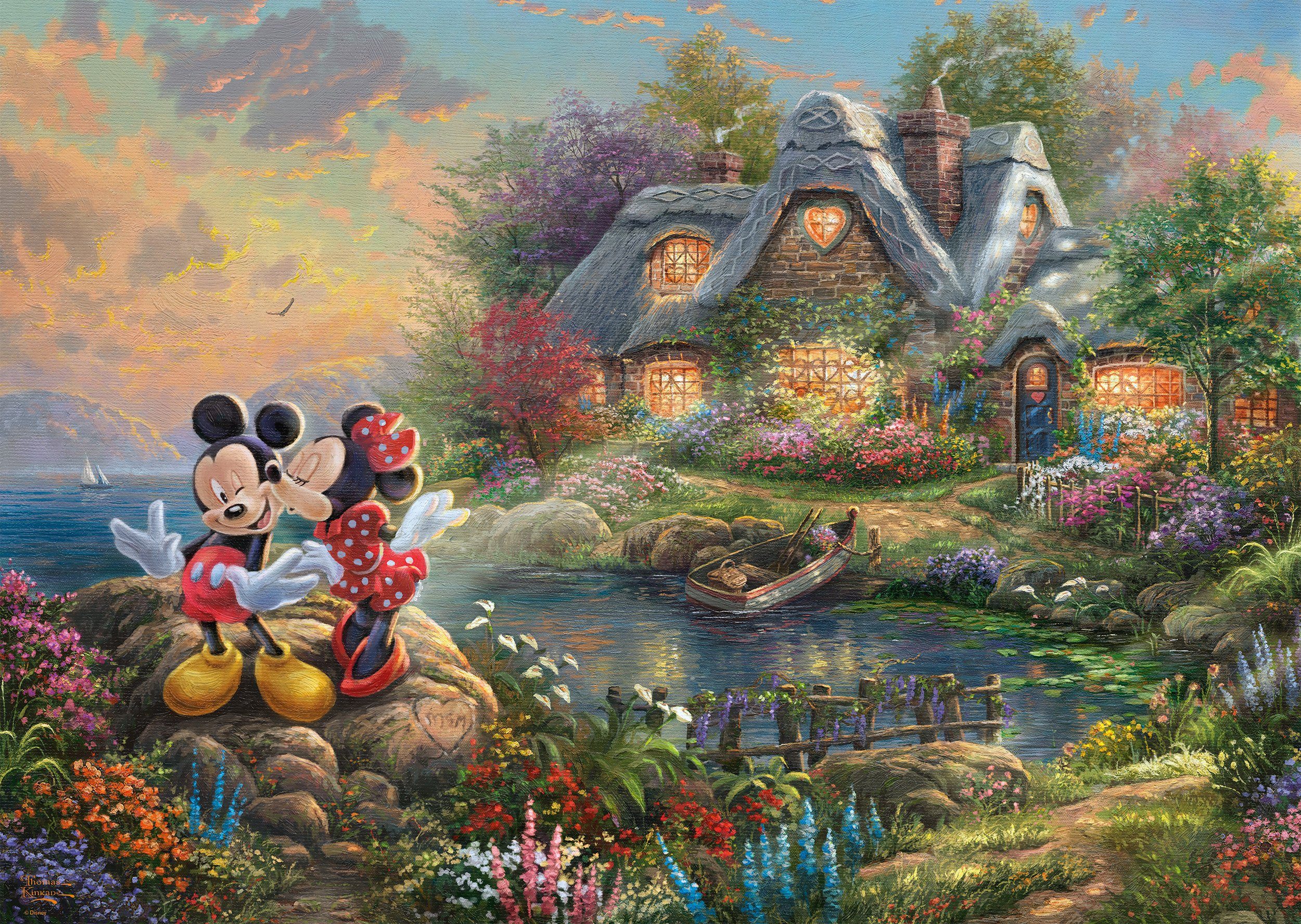 Schmidt Spiele Puzzle Thomas & Minnie, Kinkade 1000 Disney, Puzzleteile, Sweethearts Mickey
