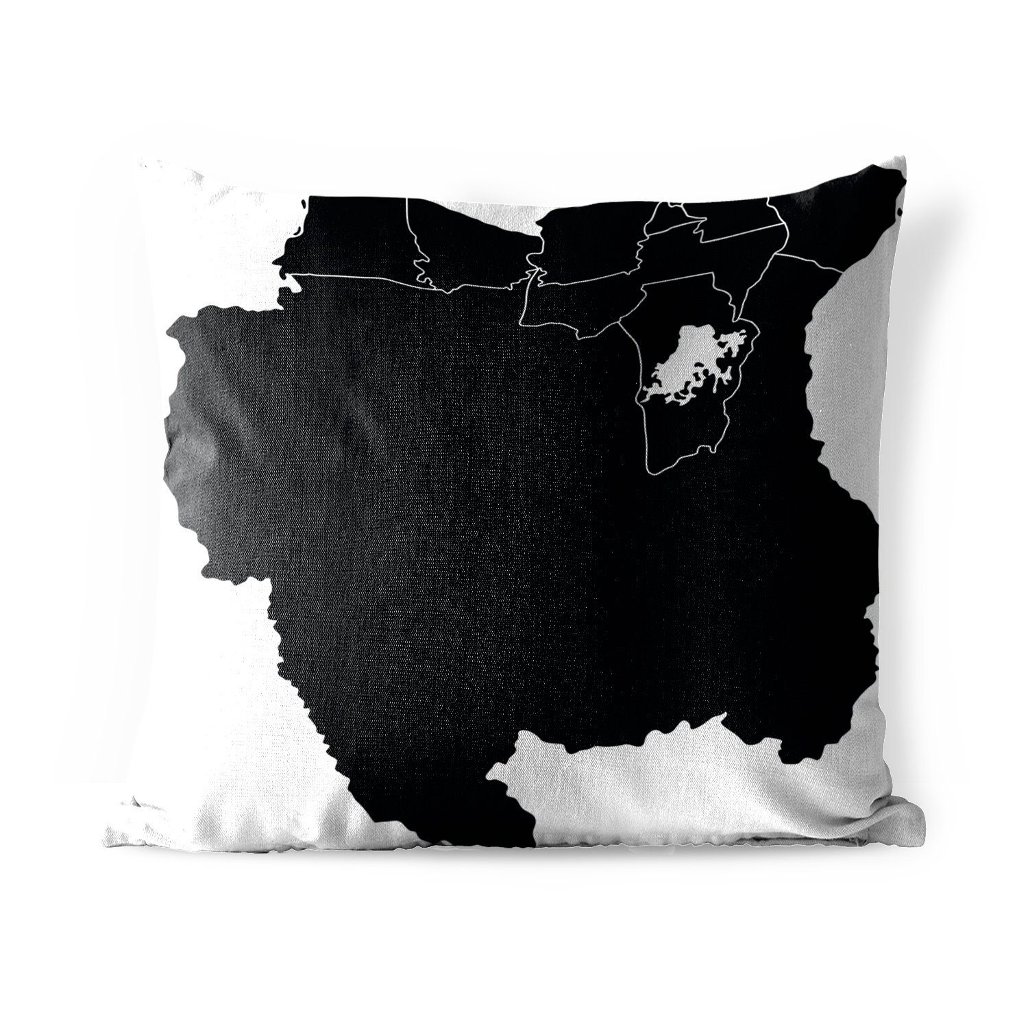 MuchoWow Dekokissen Die Grenzen von Suriname, dargestellt in einer schwarzen Grundkarte, Kissenbezüge, Kissenhülle, Dekokissen, Dekokissenbezug, Outdoor