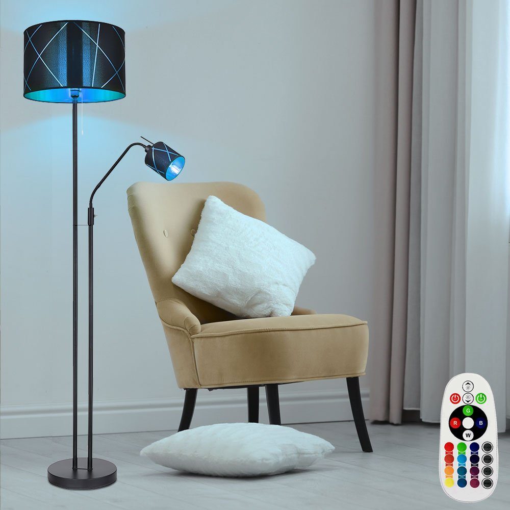 Globo LED Stehlampe, Leuchtmittel inklusive, mit Farbwechsel, Wohnzimmer Stehlampe Leselampe Warmweiß, gold schwarz Deckenfluter