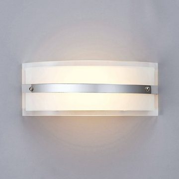 Lindby LED Wandleuchte Zinka, LED-Leuchtmittel fest verbaut, warmweiß, Modern, gefrostetes Glas, Metall, weiß, chrom, inkl. Leuchtmittel