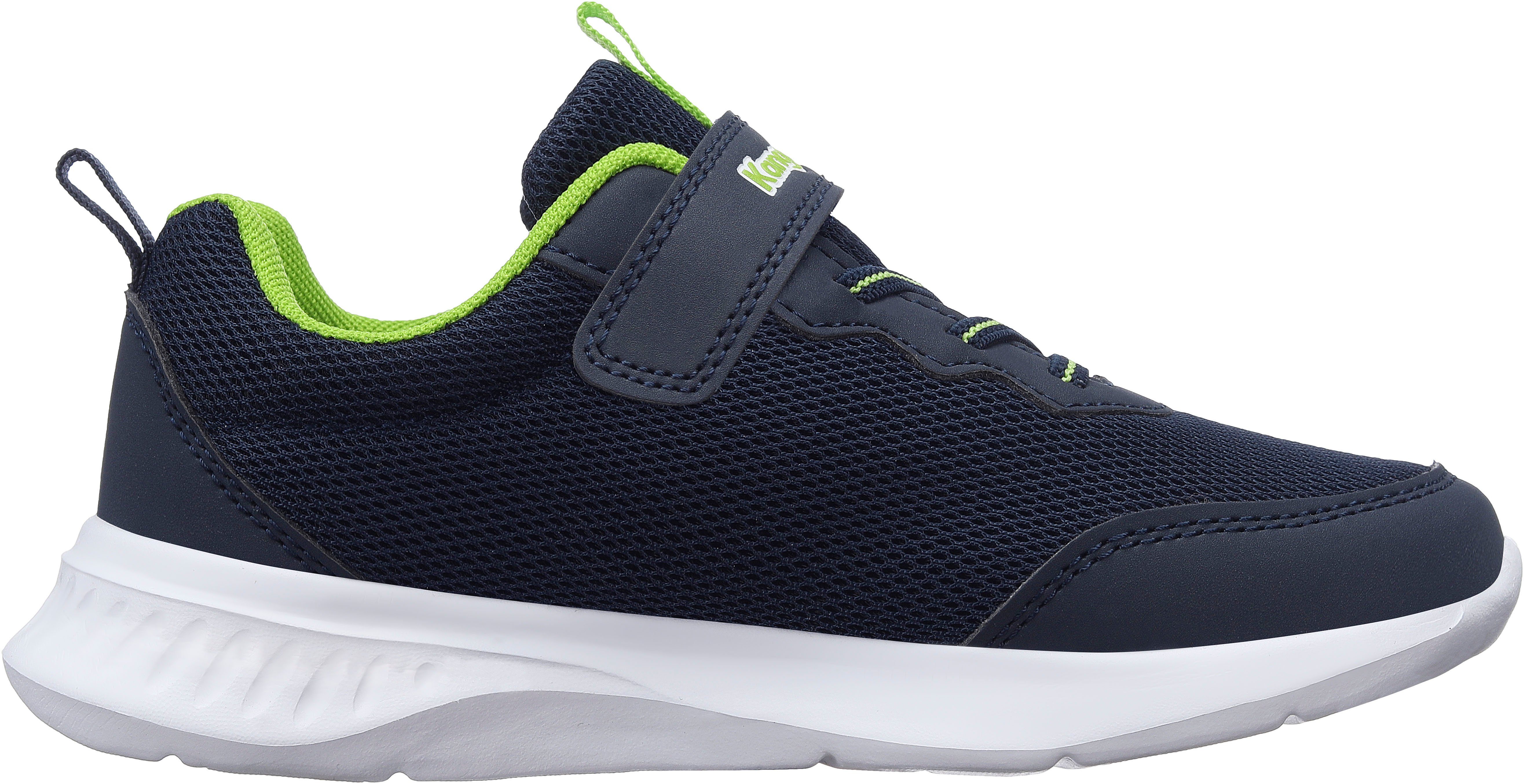 KangaROOS KL-Rise EV Sneaker Klettverschluss und elastischen mit navy-lime Schnürsenkeln