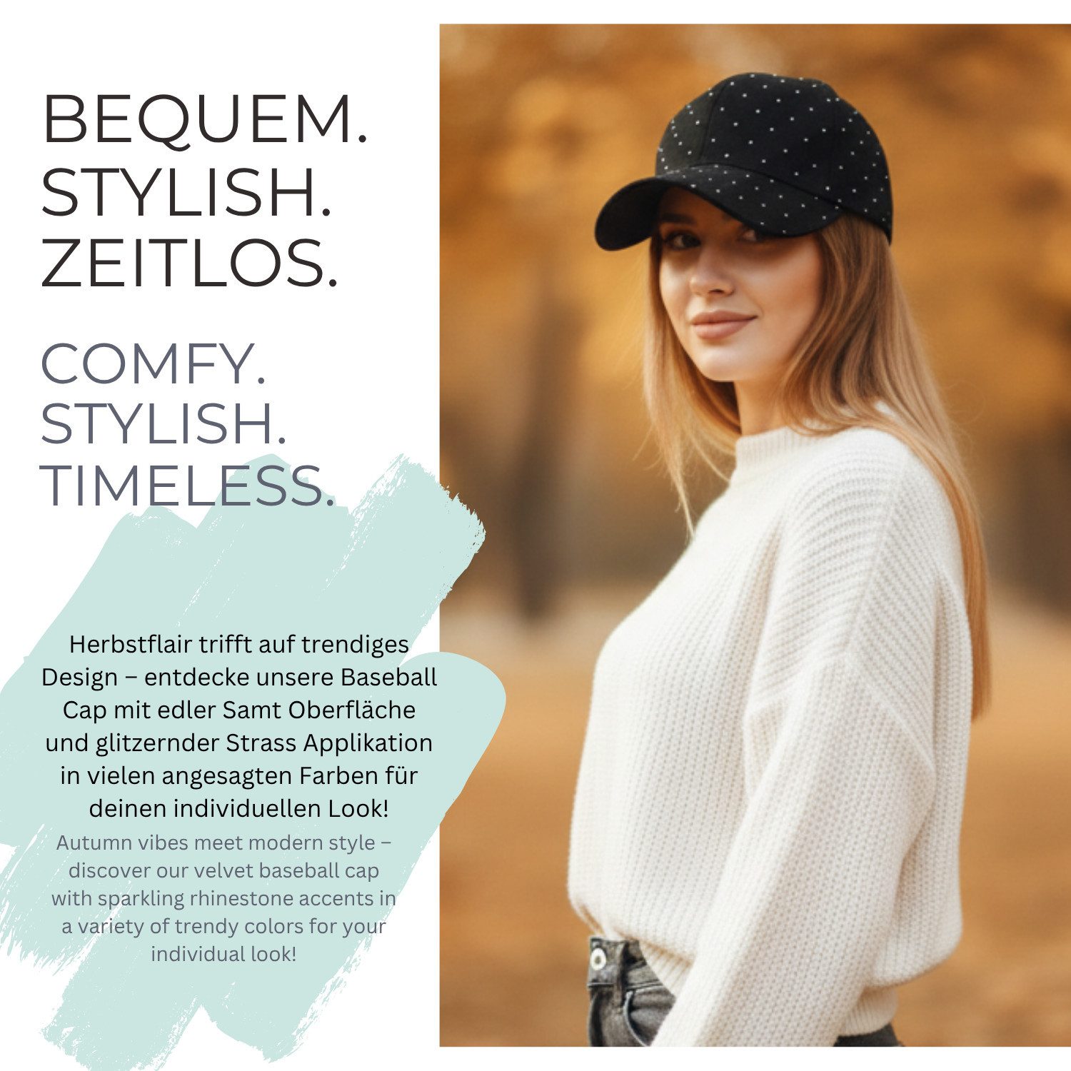 styleBREAKER Baseball Cap Samt Baseball Cap mit Strass (1-St)