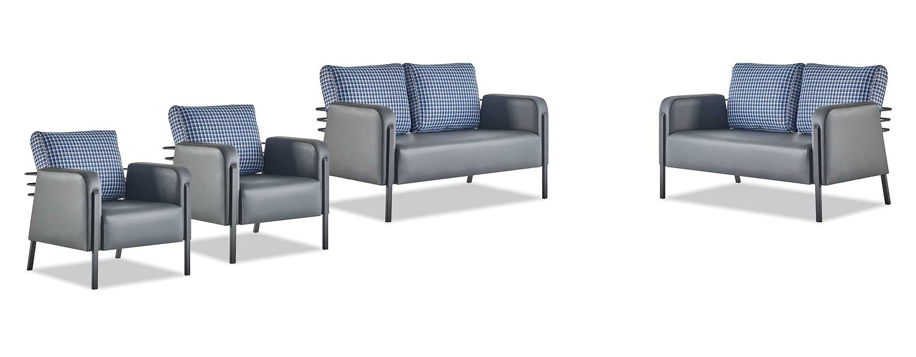 Xlmoebel Polstergarnitur Sofagarnitur 3-Sitzer Sessel Blau Grau Ledersofas Polster Set, (Polstergarnitur, 4-tlg., 4-teilig), Made in Europa