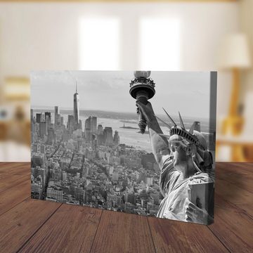 wandmotiv24 Leinwandbild Manhattan Liberty Statue, Städte (1 St), Wandbild, Wanddeko, Leinwandbilder in versch. Größen