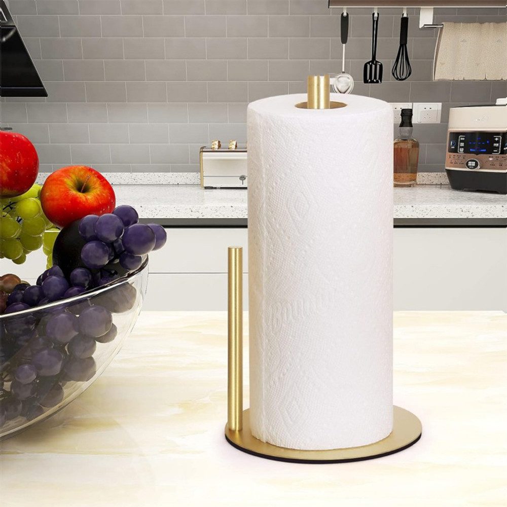 TUWENA Küchenrollenhalter Küchenrollenhalter, Edelstahl KüChenpapierhalter Mit Gewichteter Basis, Arbeitsplatte Papierrollenhalter Stehend KüChenrollen Halter, 30x17cm