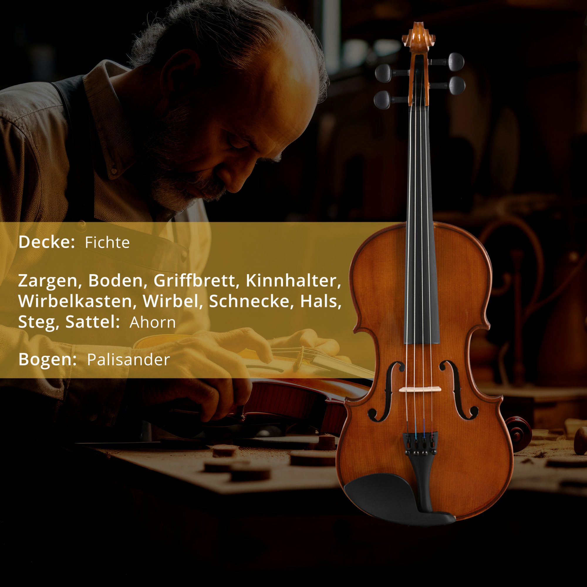 Classic Cantabile Violine VP-130 4/4 Violinenset Natur - Klassisches Design - Moderne Optik, Komplettset, Einsteiger/Schülerinstrument, inkl. Bogen, Koffer, Kolophonium und Ersatzsaiten