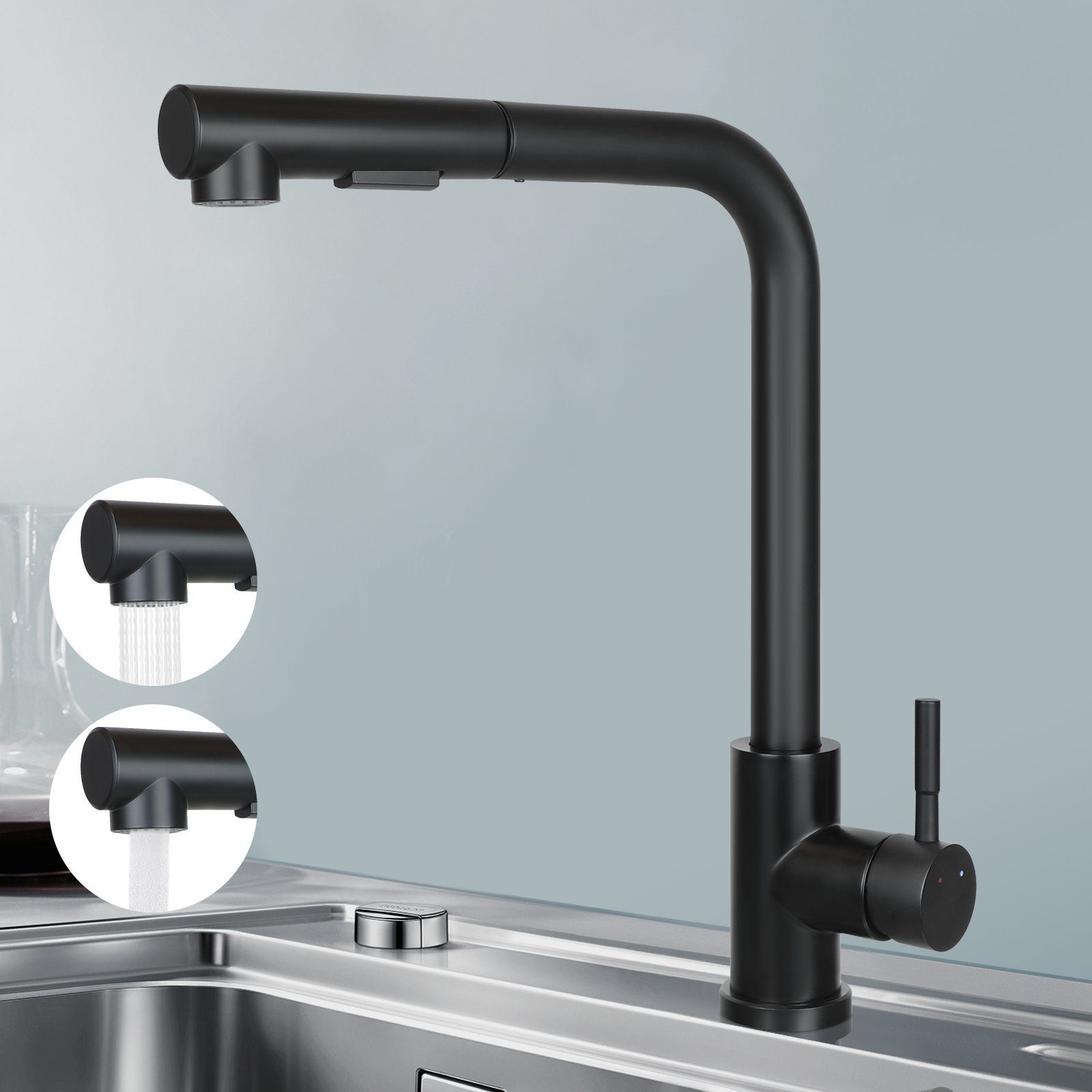 Nettlife Waschtischarmatur Ausziehbar Spültischarmatur 360° Drehbar günstig online kaufen