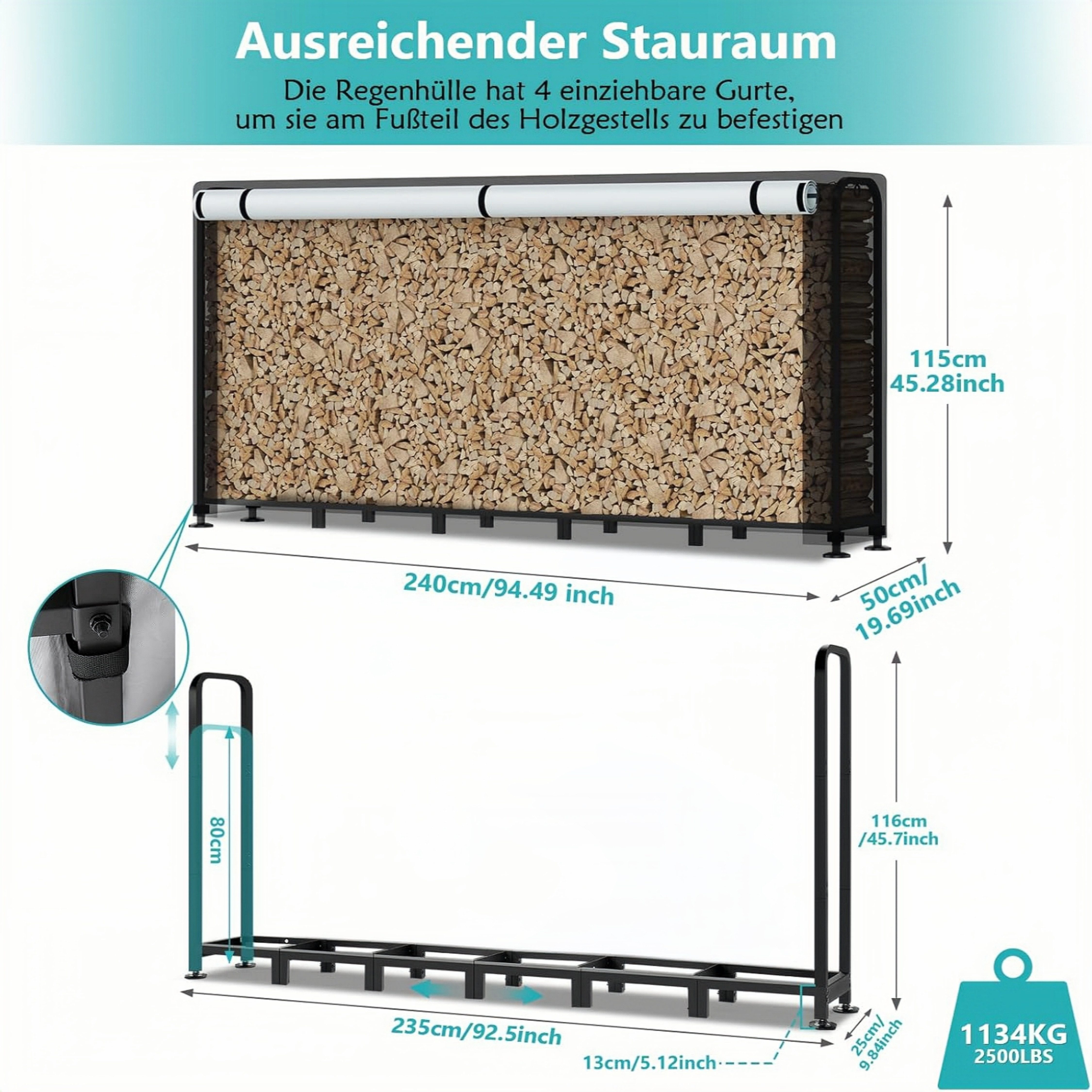 LUCKZON Kaminholzregal für Außenbereich,  Holz günstig online kaufen