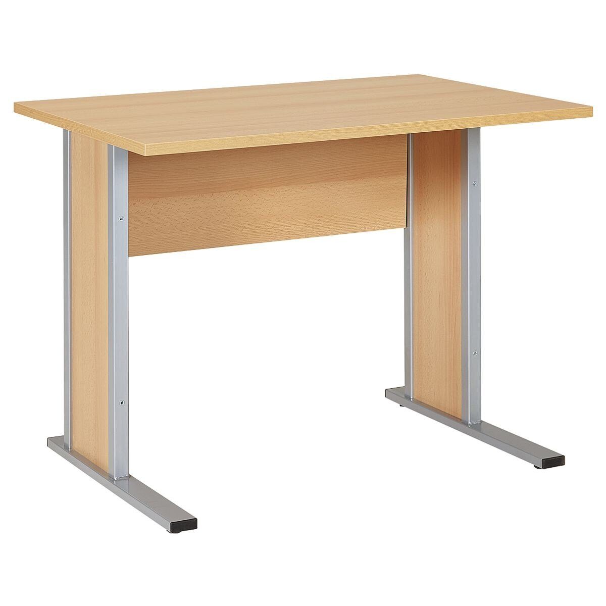 MÖBELPARTNER Schreibtisch Smileline V, rechteckig, C-Fuß, mit 16 mm starkem Sichtschutz