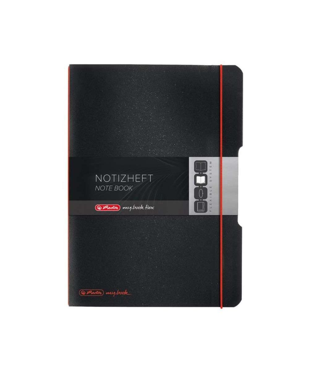Herlitz Notizbuch Herlitz Notizheft my.book flex schwarz A4, mit auswechselbarer Papiereinlage, mit Gummizugverschluß