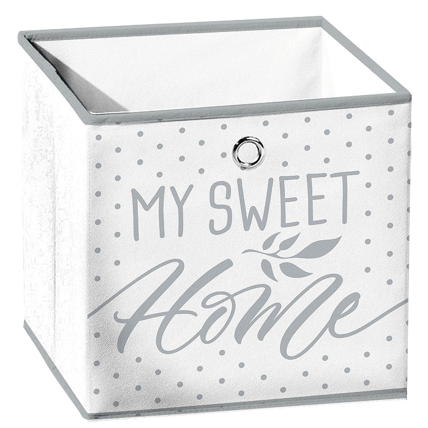 meberg Regalkorb, Aufbewahrungskorb faltbar 31x29 cm Weiß Grau Sweet Home  Stoffbox Korb Regalkorb Aufbewahrungsbox Aufbewahrungskiste Würfelbox Box  eckig