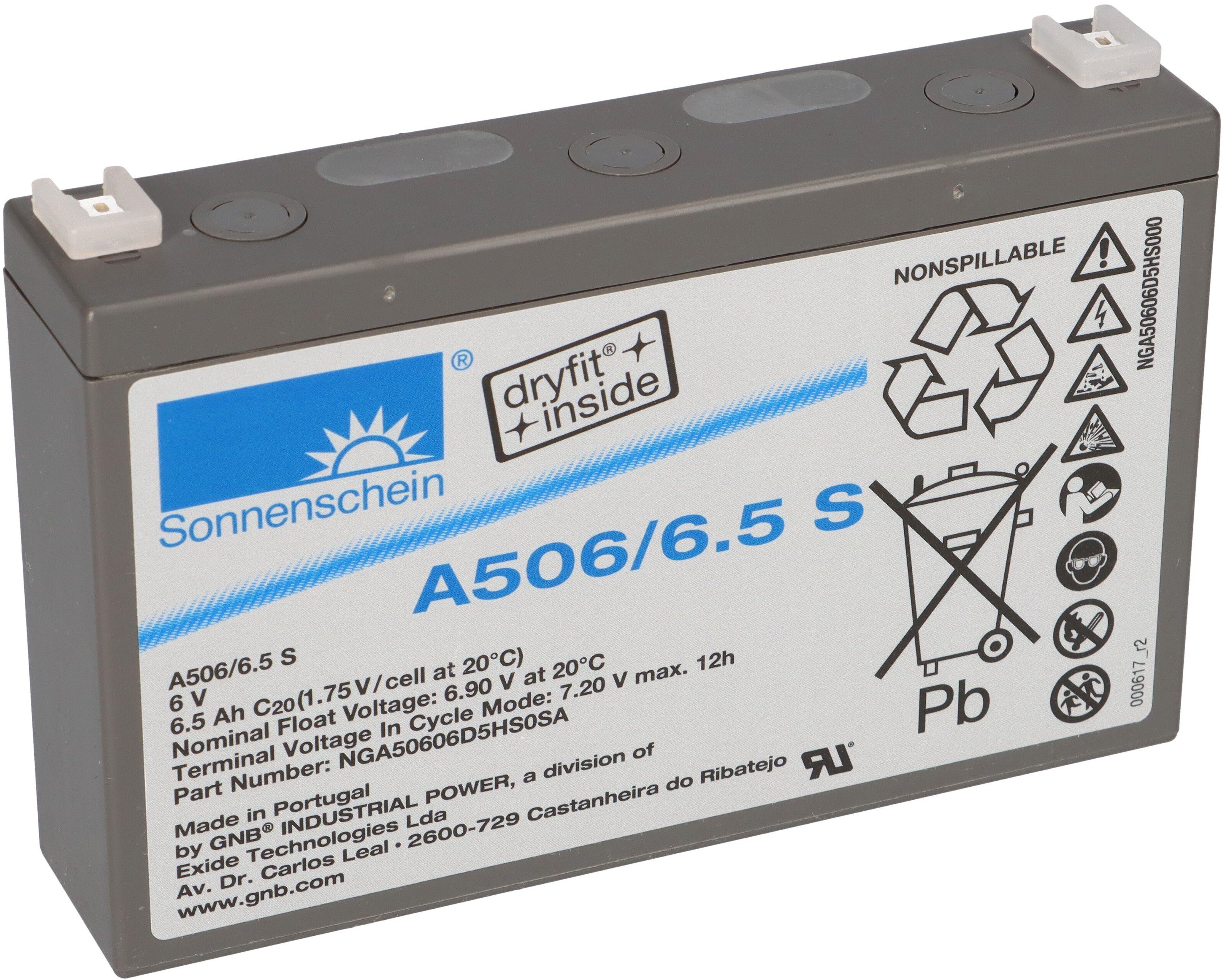 Exide Sonnenschein Bleigel Akku 6V 6,5Ah Dryfit A506/6.5S Bleiakkus