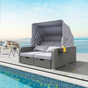 OKWISH Gartenlounge-Set Loungeset, Strandkorb verstellbar, Gartenlounge mit Sonnendach
