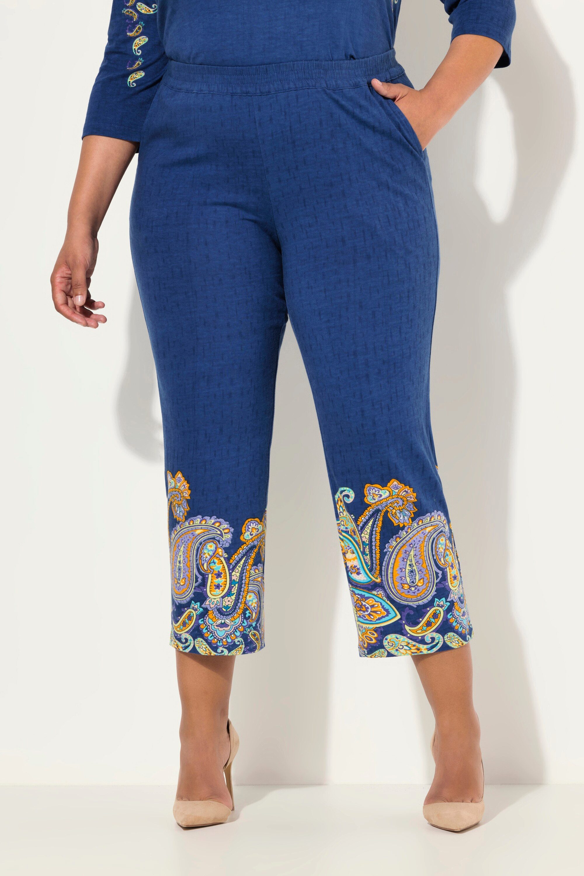 Ulla Popken Schlupfhose 7/8-Jerseyhose Paisleybordüre weites günstig online kaufen