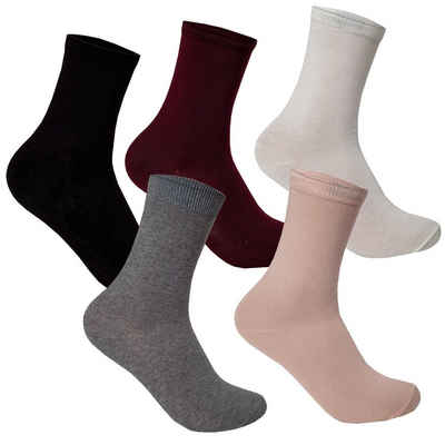 Bongual Basicsocken 12 Paar Damen Socken Freizeitsocken lang Baumwolle-mix Blumen (Set, 12er-Pack) Unifarben