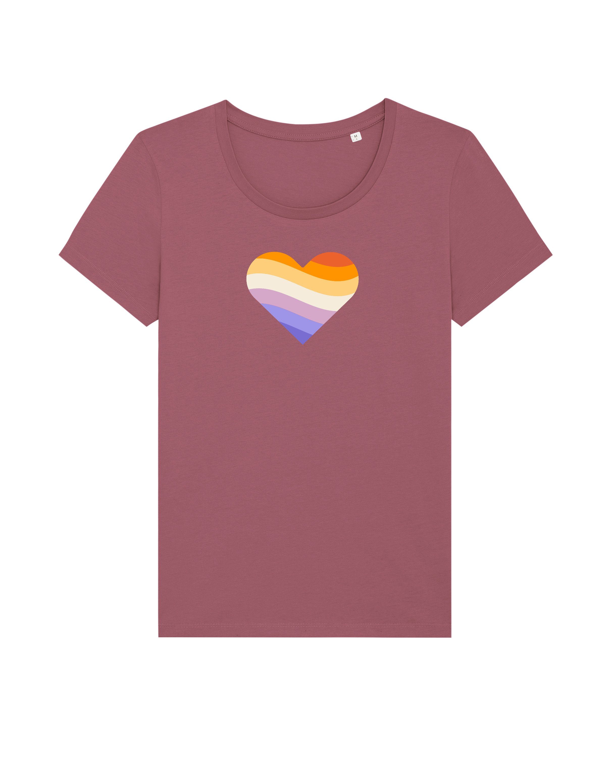 wat? Apparel Print-Shirt Rainbow Heart (1-tlg) Hibiscus Rose
