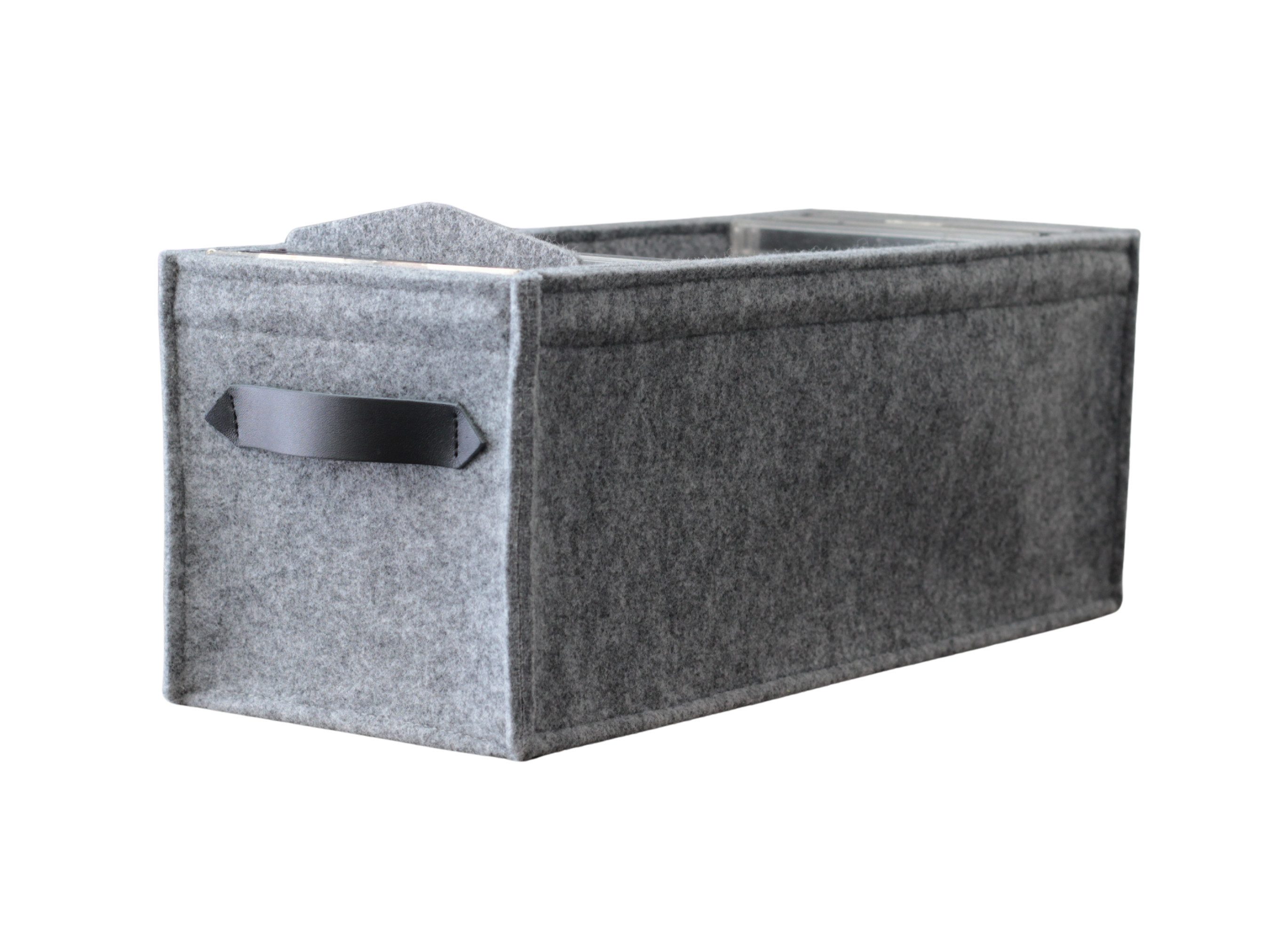 Stich-haltig Aufbewahrungsbox CD Box aus Filz mit schwarzen Ledergriffen