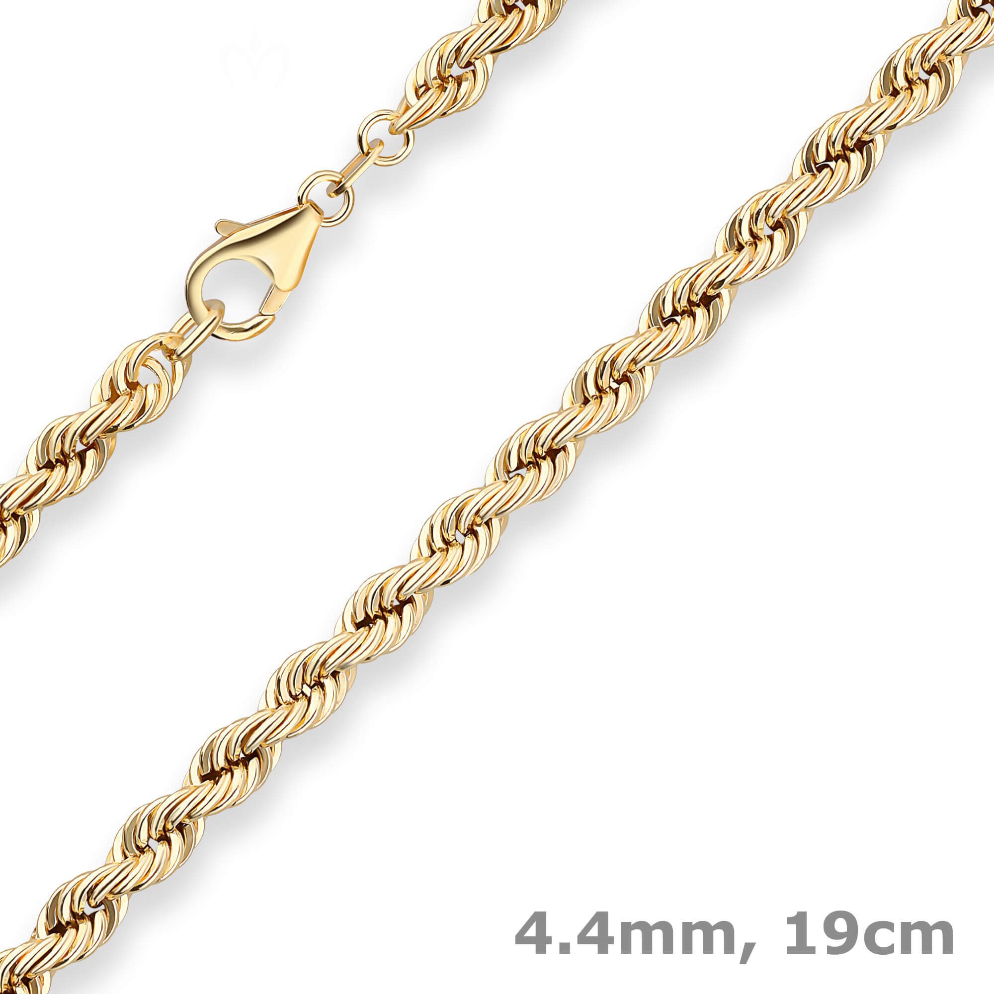 Schmuck Krone Goldarmband 4,4mm Armband Kordelkette hohl aus 333 Gelbgold 19cm, Gold 333