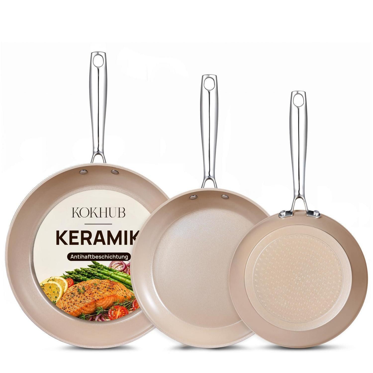 LuxusKollektion Pfannen-Set Pfannenset 3-tlg Keramik Antihaft 20/24/28cm