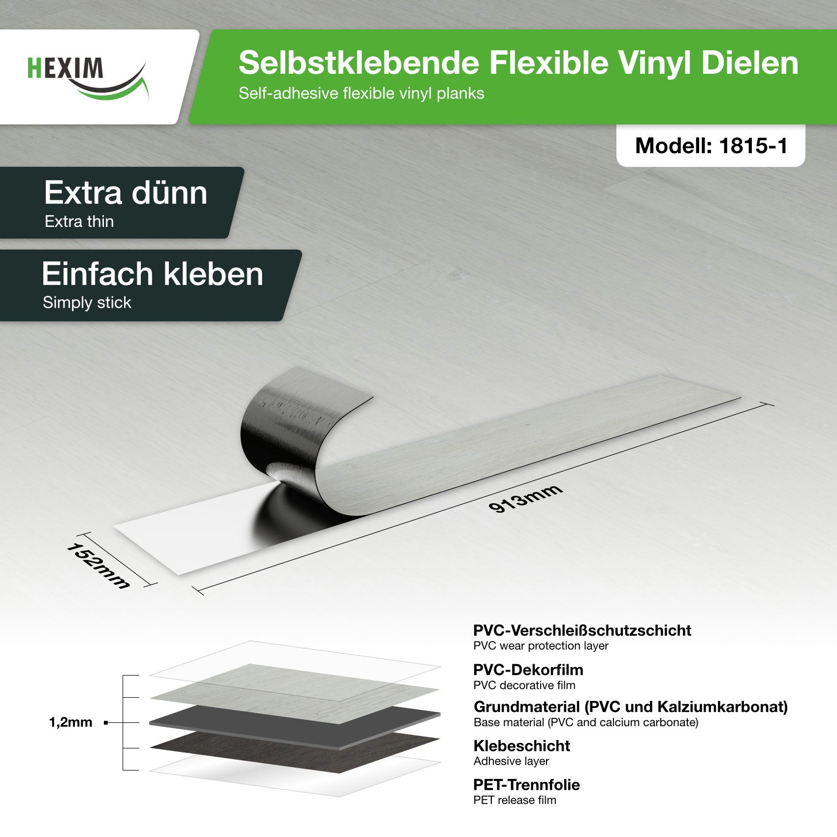 Hexim Vinylboden, Vinyldielen 0,97m² selbstklebend PVC Wandverkleidung Bode günstig online kaufen