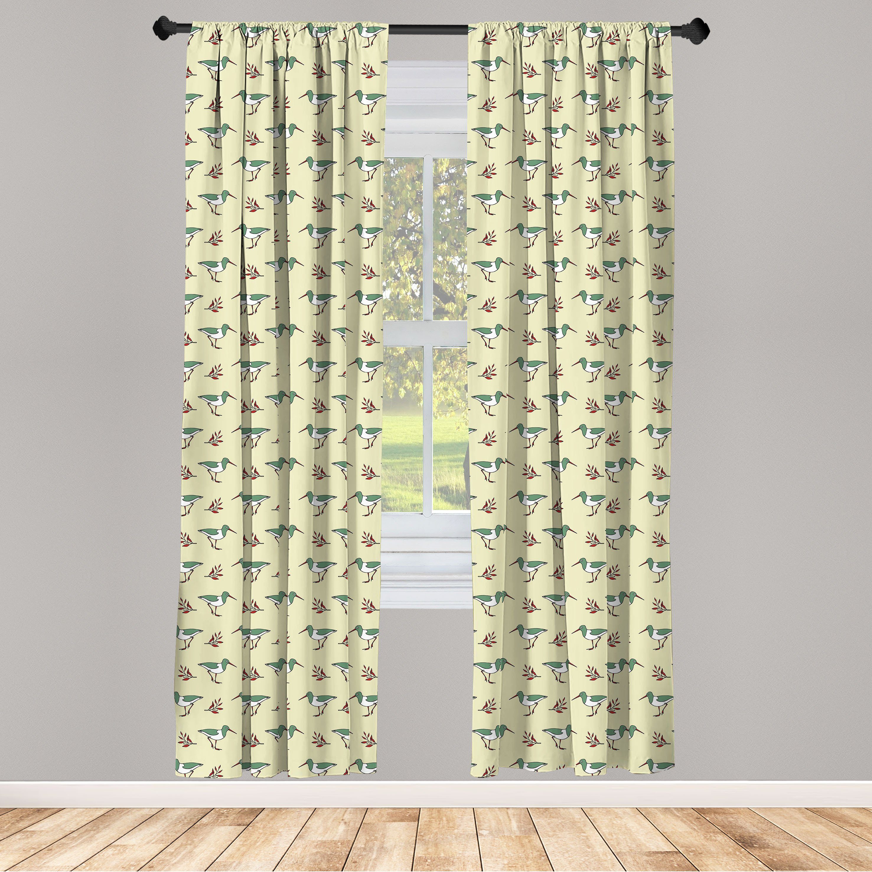Gardine Vorhang für Wohnzimmer Schlafzimmer Dekor, Abakuhaus, Microfaser, Vögel Watvögel Tiere lange Schnäbel