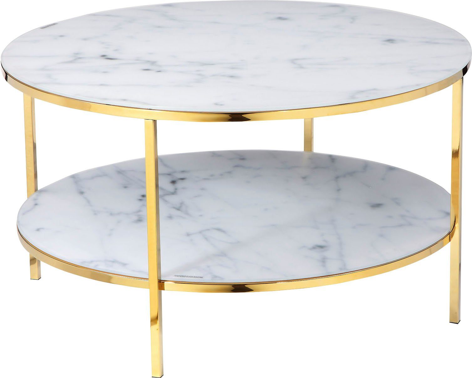 SalesFever Couchtisch, Tischplatten in Marmoroptik Gold | Weiß/Gold
