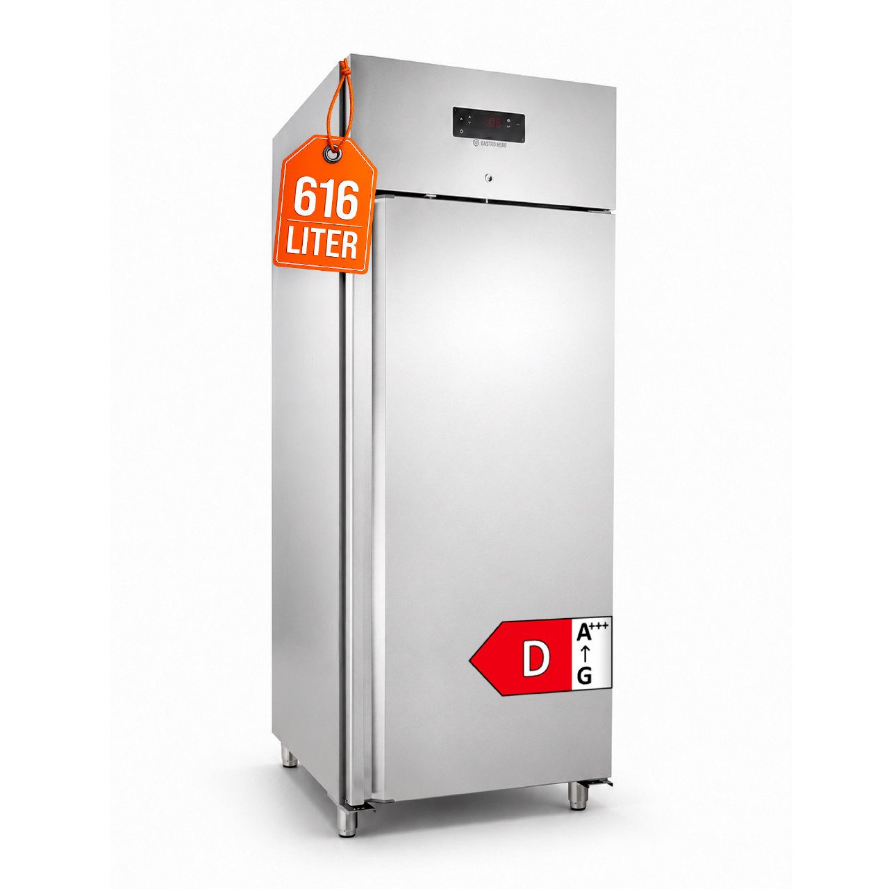 GastroHero Kühlschrank Kühlschrank ECO 650 GN 2/1 Monoblock Edelstahl GNH650TNM, 201 cm hoch, 74 cm breit, Türschloss mit Schlüssel, …