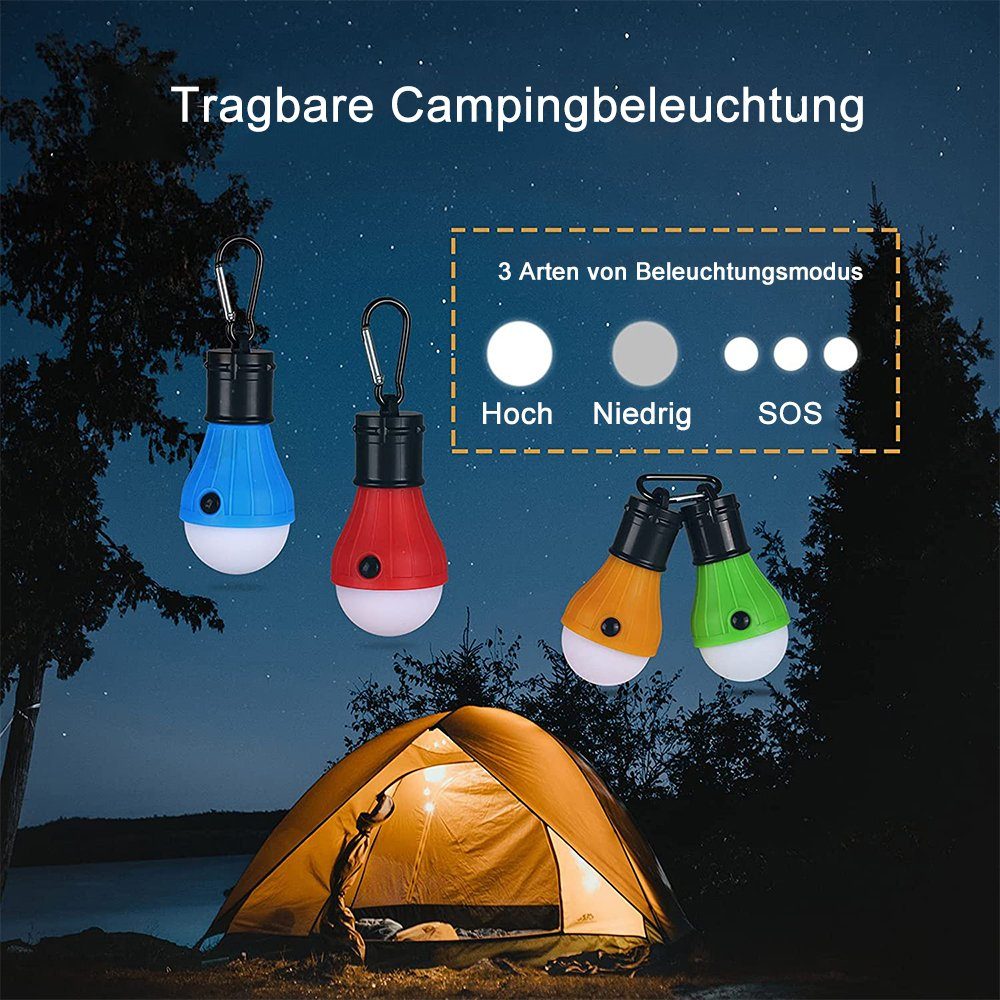 zggzerg LED Arbeitsleuchte Campinglampe, 4 Campinglaterne LED mit Stück Karabiner Tragbare Mehrfarben