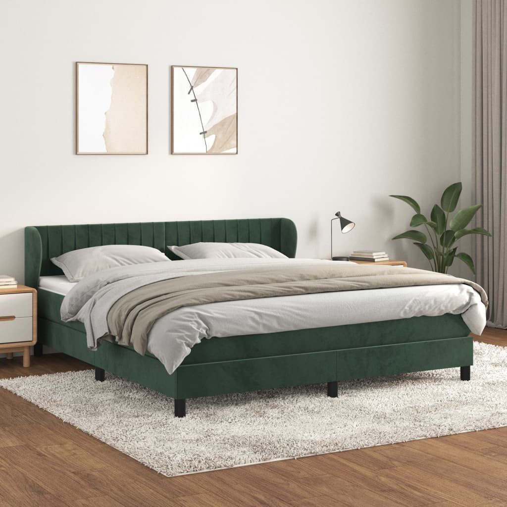 vidaXL Boxspringbett, Boxspringbett mit Matratze Dunkelgrün 180x200 cm Samt günstig online kaufen