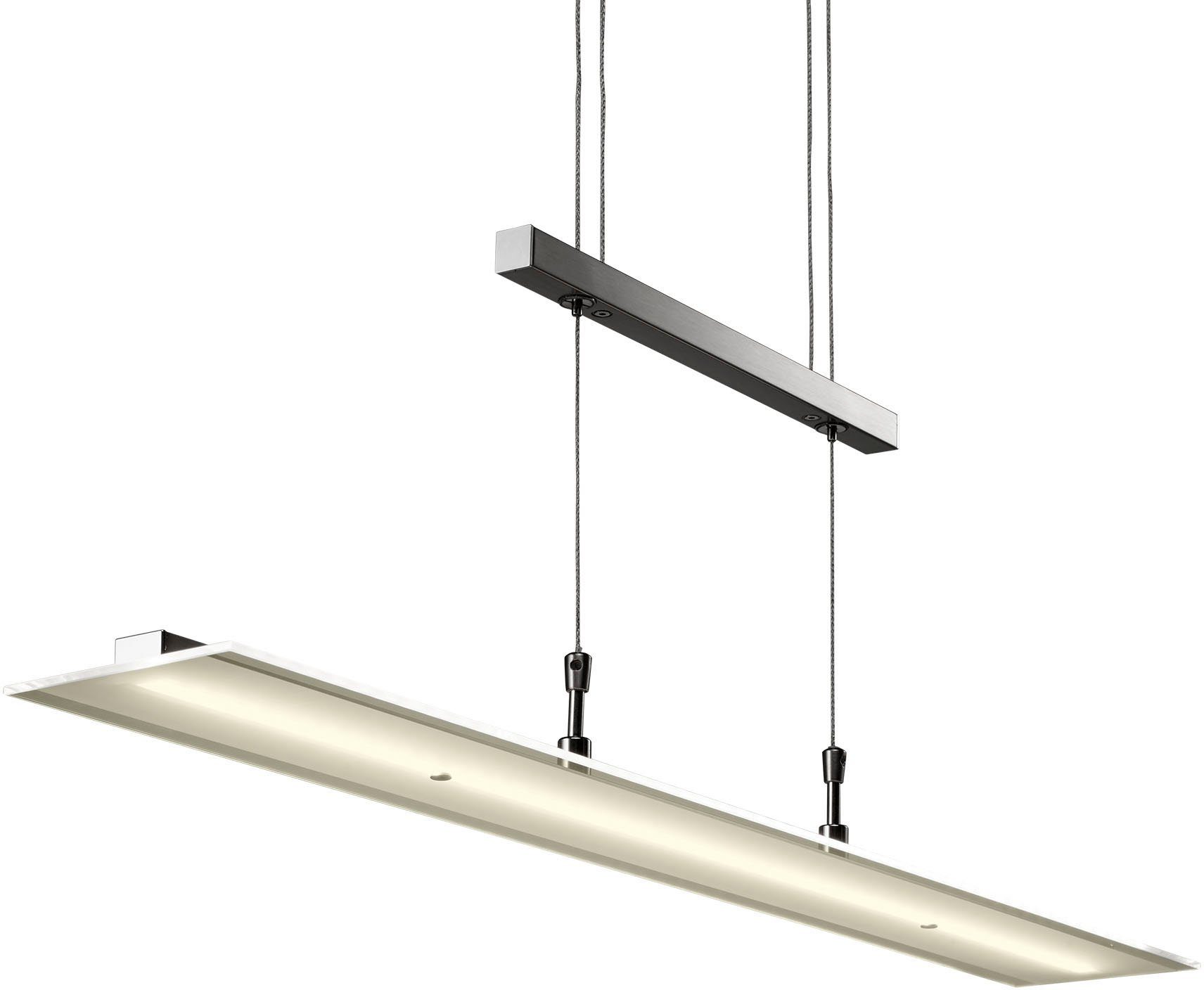 B.K.Licht Pendelleuchte BK_PL1001 LED Warmweiß, Höhenverstellbar, B: Pendelleuchte, 1.600 Dimmfunktion, 20W, Dimmbar, Silber Warmweißes 3.000K, Esstischlampe, fest Echtglas, LED lm, integriert, Licht, 85cm