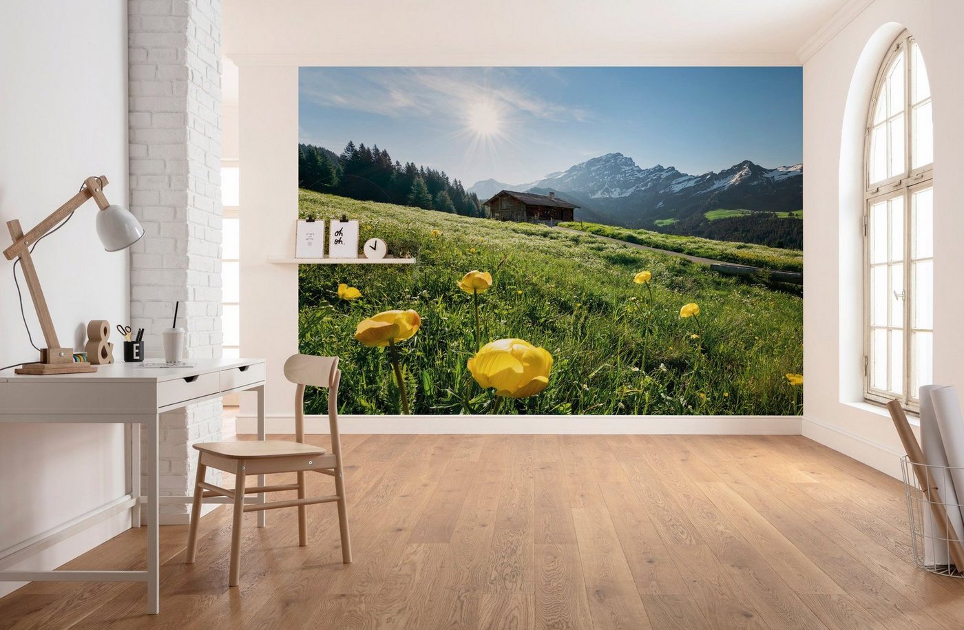 Komar Fototapete »Alpenglück«, glatt, mehrfarbig, natürlich, bedruckt, (8 St)-HomeTrends