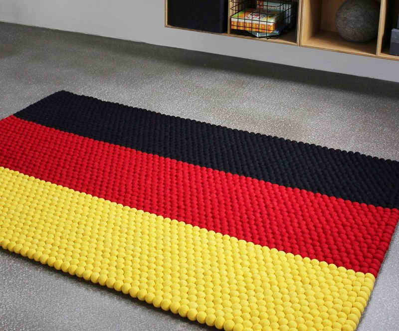 Wollteppich »German Color«, Wooldot, rechteckig, Höhe 23 mm, Filzkugel-Teppich, reine Wolle, beidseitig verwendbar, Wohnzimmer
