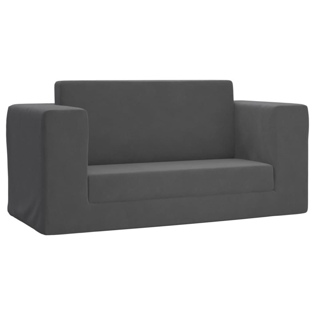 vidaXL Babymöbel-Set Kinder-Schlafsofa 2-Sitzer Anthrazit Weicher Plüsch