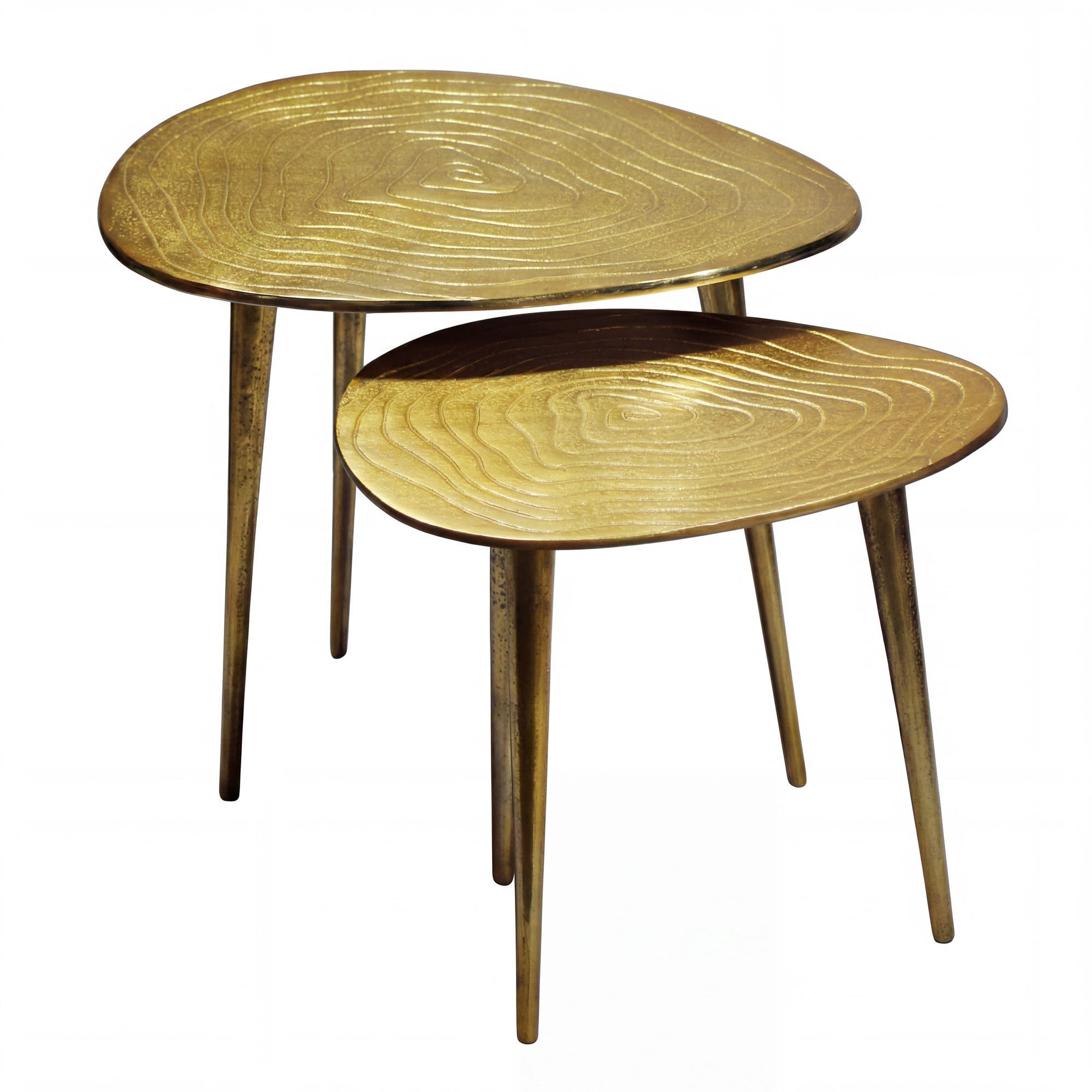 furnicato Satztisch Duo 49x49x41 / 39x39x36 cm Goldfarben (1-St), Platzsparend stapelbare Beistelltische mit Filzgleitern für Wohnzimmer