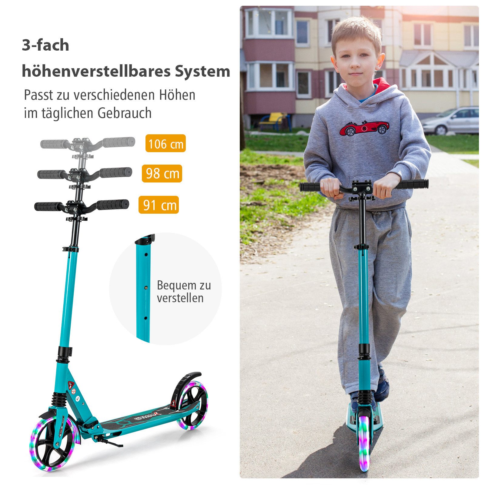 COSTWAY Scooter, Roller klappbar, kinder ab 8 jahre