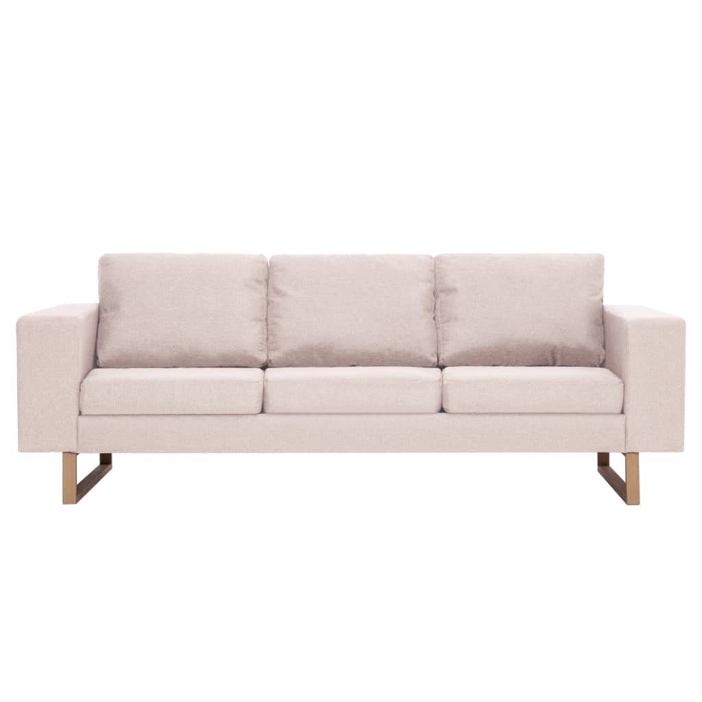 vidaXL Sofa 3-Sitzer-Sofa Stoff Cremeweiß Couch