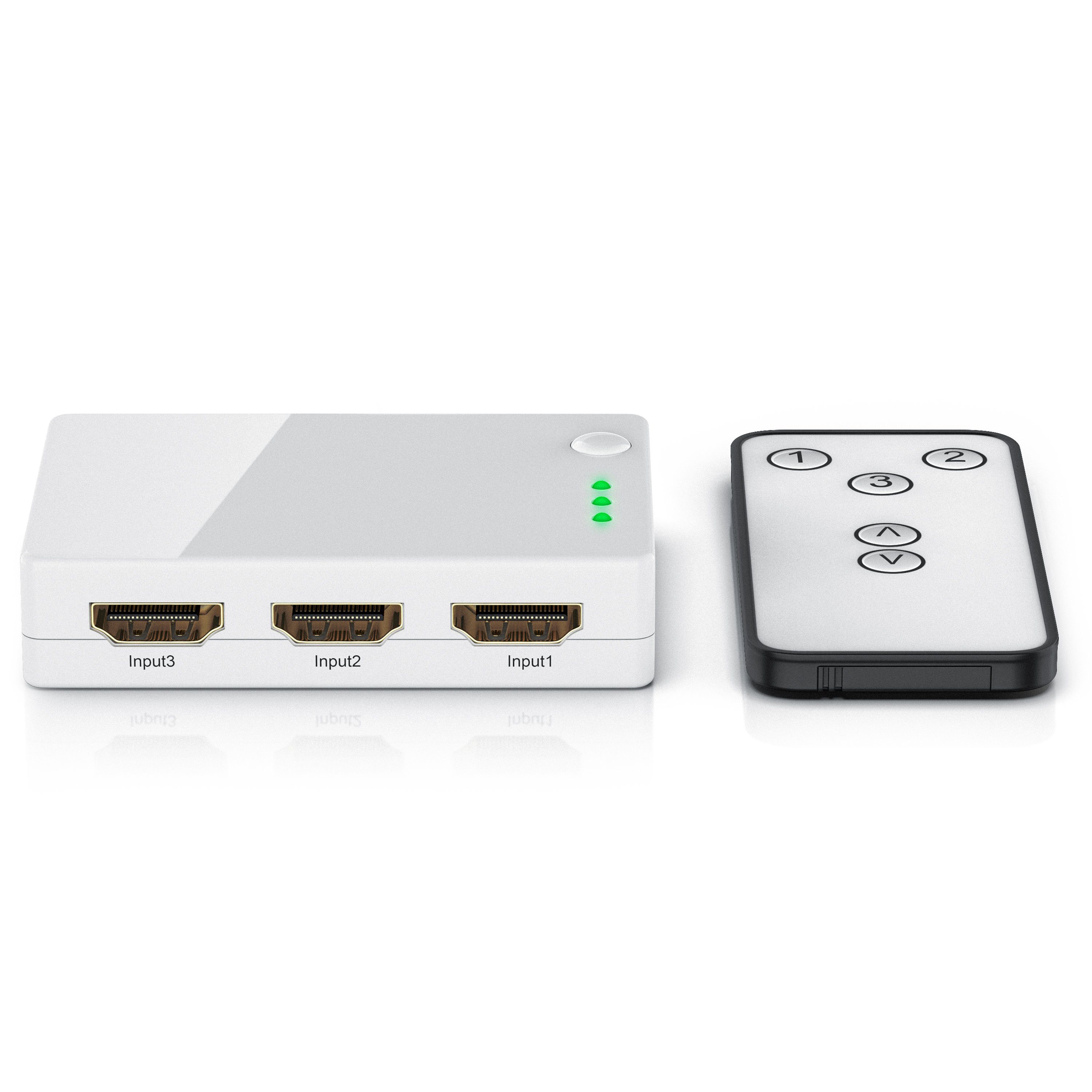 CSL Audio / Video Matrix-Switch, 3-Port HDMI Verteiler mit Verstärker, 3D, Full HD, inkl. Fernbedienung