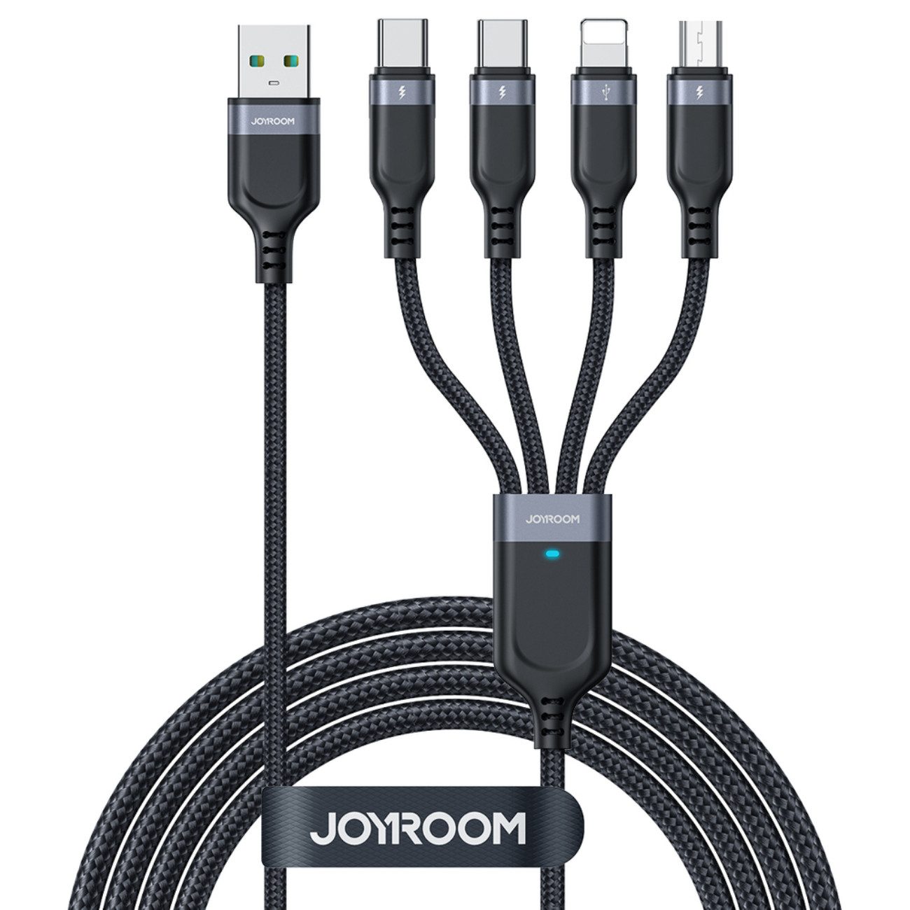 JOYROOM Multi-Use USB-Kabel, USB-A, Lightning, USB-C, Micro-USB, 4-in-1 Ladekabel mit Lightning, 2x USB-C & Micro-USB