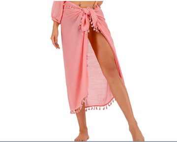 ZWY Strandkleid Strandtuch mit Fransen sommerkleider damen leicht und luftig-sarong (Seitliche Bindungen) Kurze Strandkleider und Strandröcke für Damen