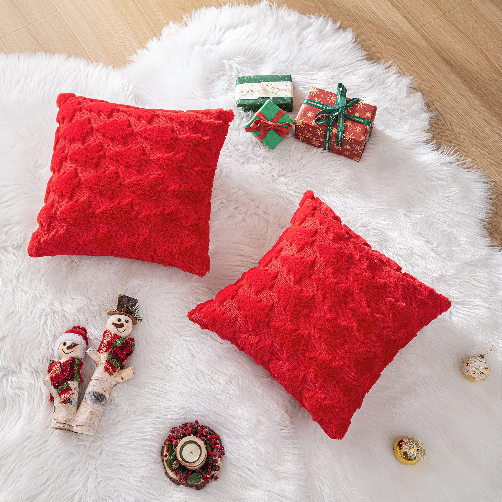 BTTO Kissenbezug Weihnachtsbaum Weihnachtskissen 45x45cm, 2er-Set