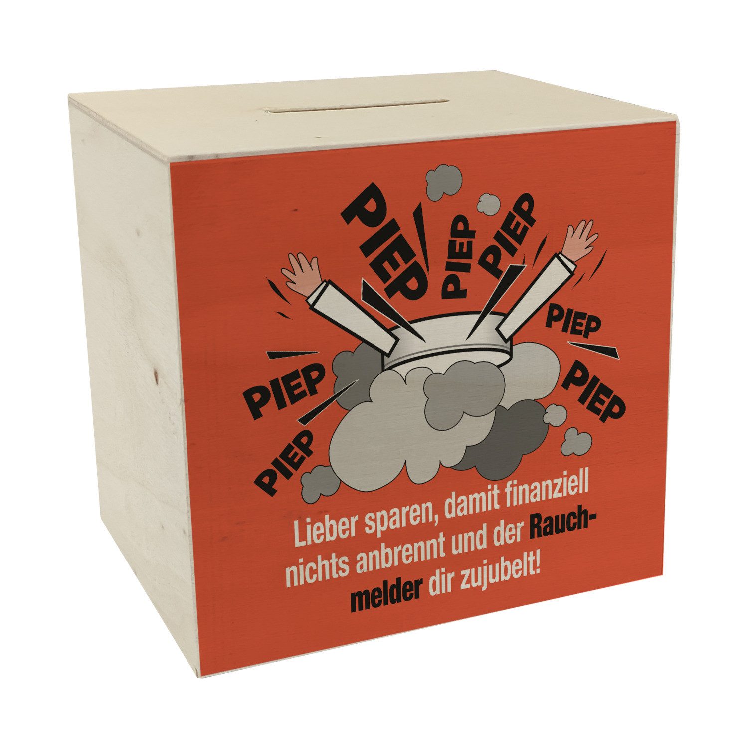 Spardose Brandmelder Spardose aus Holz mit Spruch für humorvolle Sparer