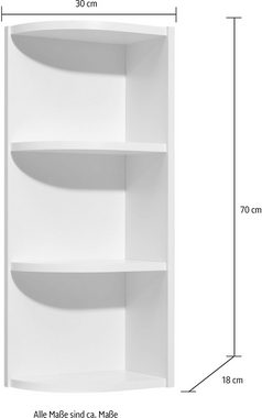 Saphir Eckregal Quickset 335 Abschlussecke für Hängeschrank, 30,7 cm breit, 70 cm hoch, 2 feste Böden, Regal in Weiß, Badezimmerhängeregal