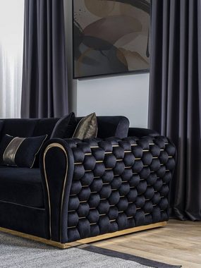 JVmoebel Wohnzimmer-Set Schwarz Weiße Sofagarnitur 3+3 Designer Sitzer Polster 2x Sofas, (2-St., 2x 3-Sitzer ohne Couchtisch), Made in Europa