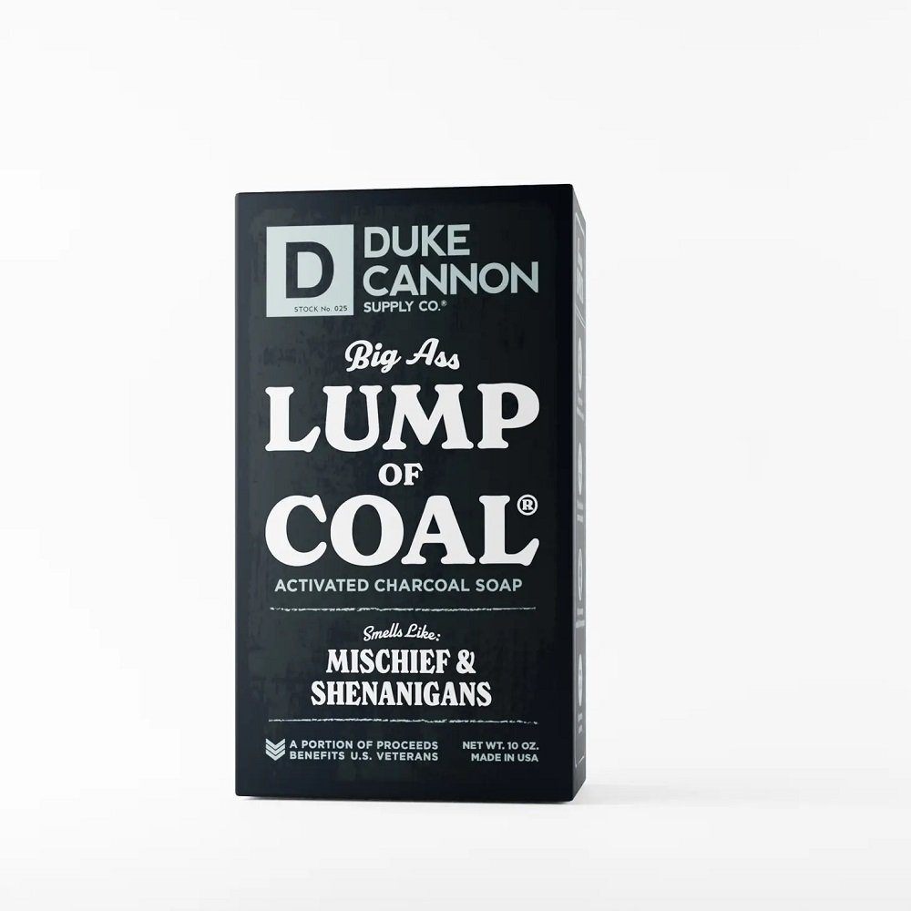 Duke Cannon Feste Duschseife Big Ass Brick of Soap Lump of Coal- Echte Männerseife aus den USA, 300 gr Seifenstück