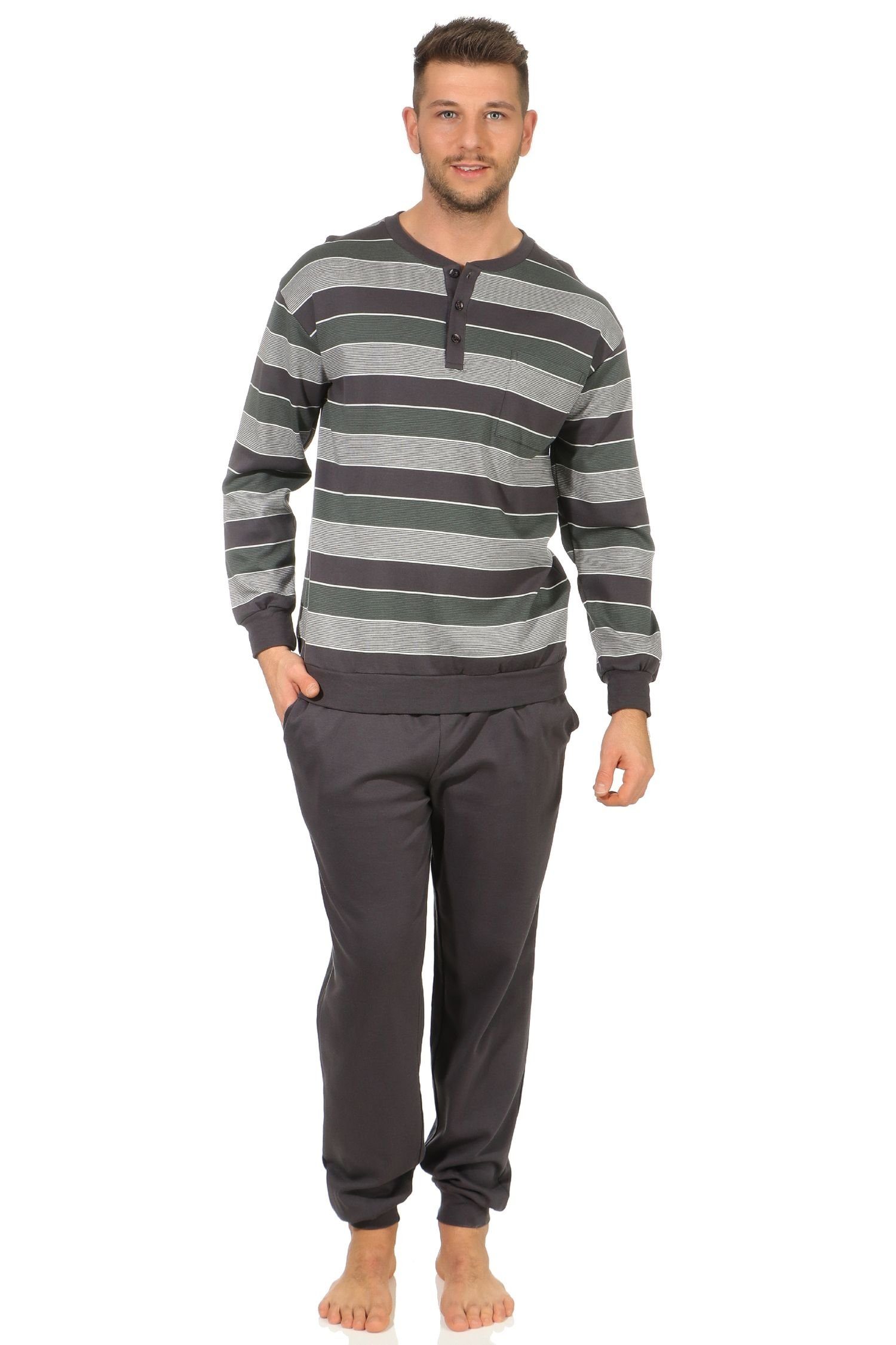 Normann Pyjama Warmer Herren Pyjama Schlafanzug mit Bündchen - auch in Übergrößen