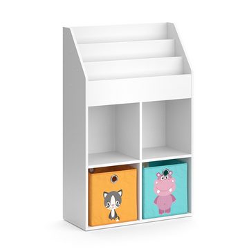 Vicco Bücherregal Kinderregal Aufbewahrungsregal LUIGI groß Weiß + Faltboxen bunt
