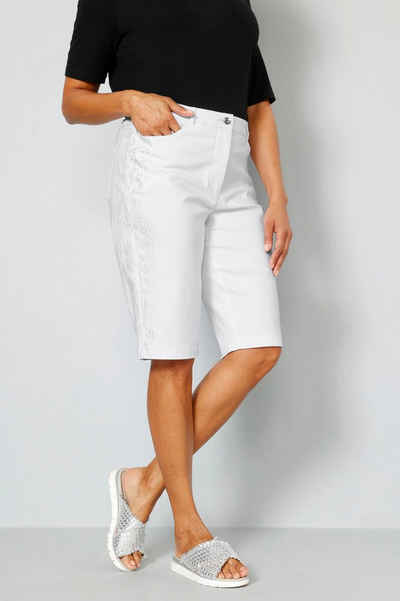 MIAMODA Shorts Bermuda Straight Fit seitlicher Silberdruck