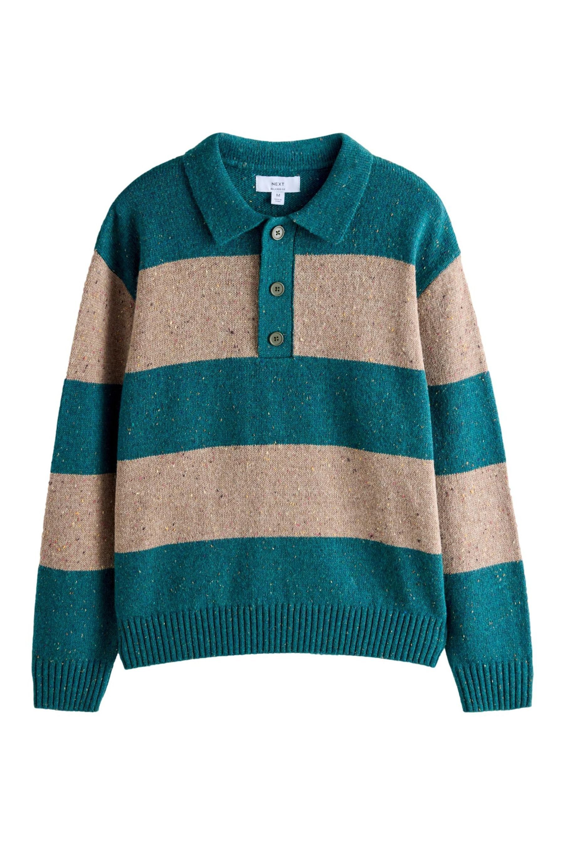Next Strickpullover Relaxed Fit Rugby-Polohemd aus Strick mit Streifen (1-tlg)