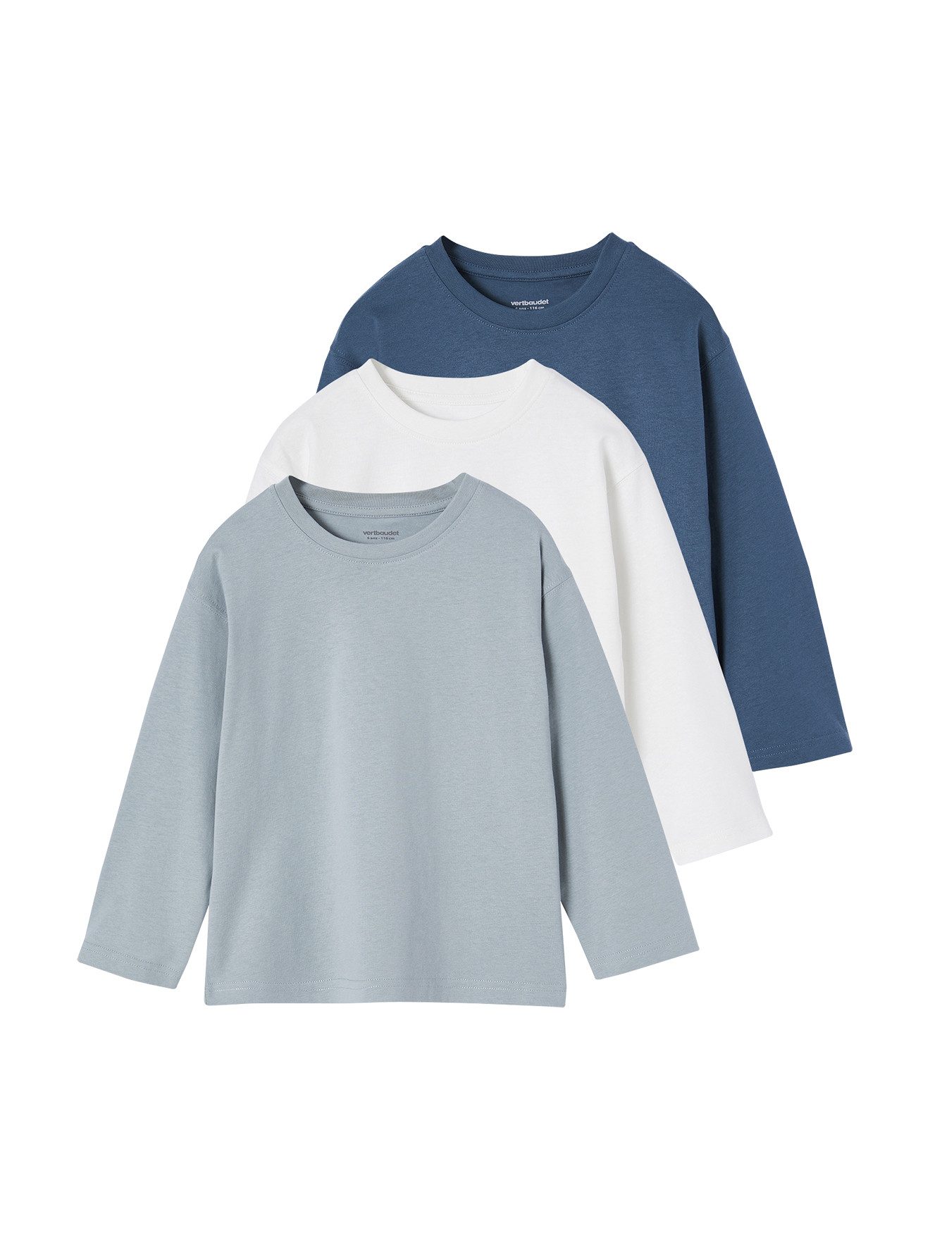 Langarmshirt 3er-Pack Jungen Shirts aus Baumwolle Basic