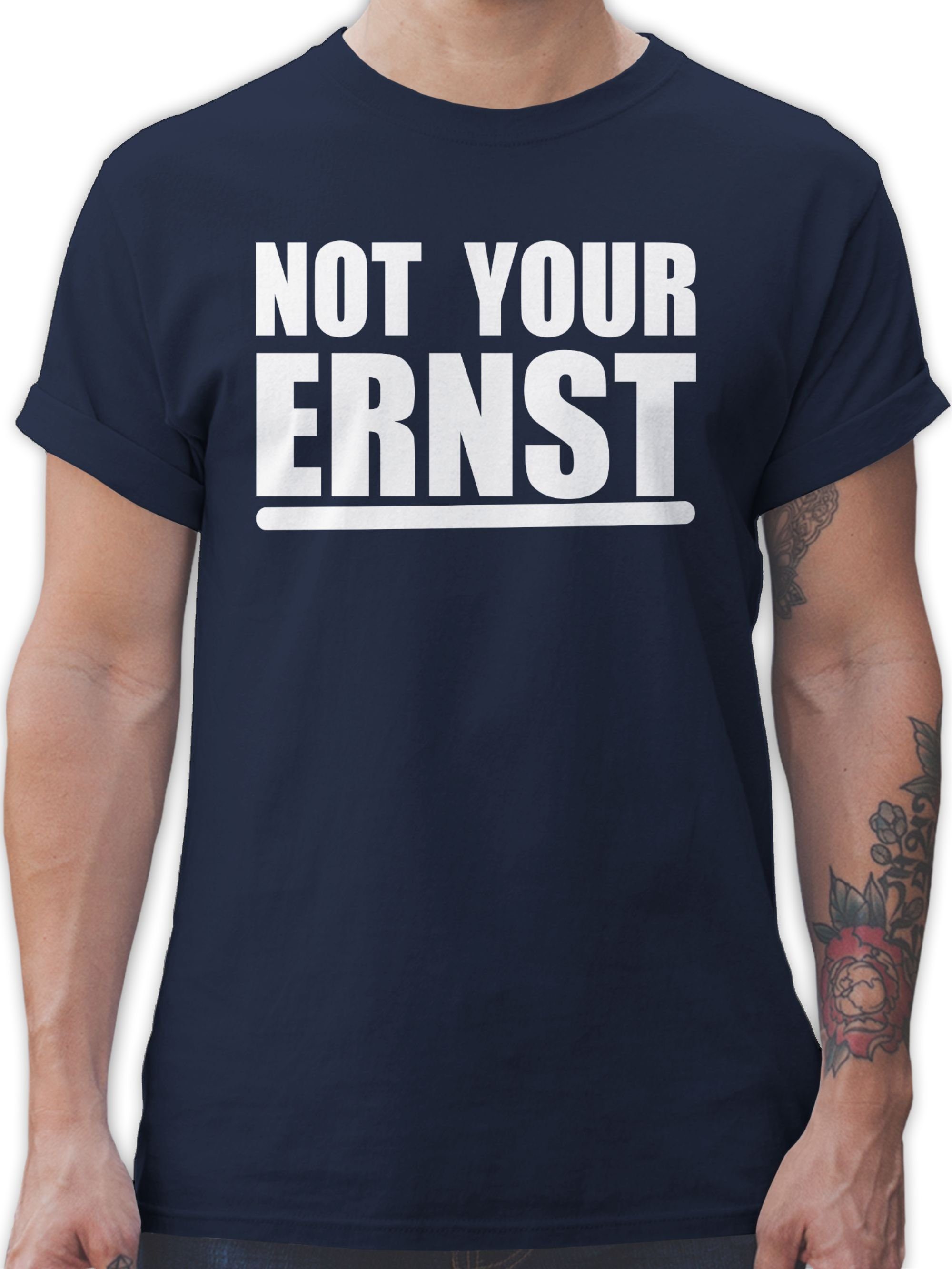 Shirtracer T-Shirt Not Spruch Statement Sprüche Navy weiß ernst mit your 2 Blau 